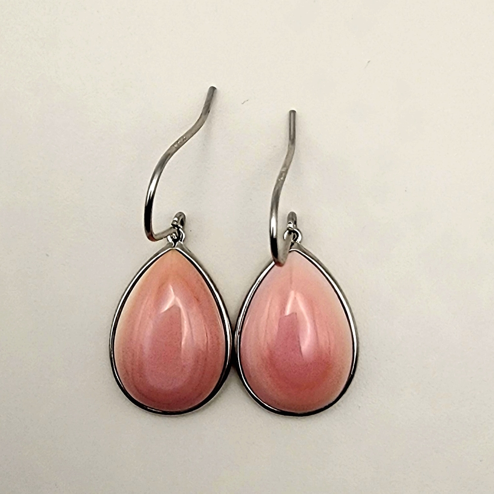 Pink Conch Teardrop Sterling Silver Earrings